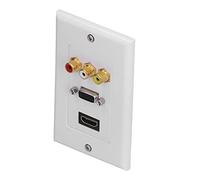 RASTKY Audio Video Wall Socket Durable Multimedia Panel for TV Home Theater Installation Support, High Definition Multimedia Interface Composite Video Panel for Household Use, ABS Material, Size: