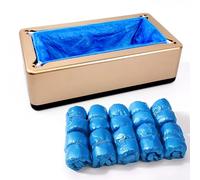 RASTKY Automatic Shoe Covers Dispenser Efficient Non-Slip for Office Hospital Factory 200pcs Covers for House Indoor Outdoor ABS Gold (100pcs)