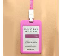 RASTKY Badge Lanyard ID Holder with Flip Structure for Work Card Information, Suitable for Daily Use and Event Attendance (1 Count) (Pink (Including Lanyard))
