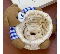 RASTKY Bear Shaped Storage Basket Straw, Green Corn Leaves, Unique Air Permeability, Remote Control Sundries Toy Food Basket, Cute Design, Felt Material, As Pictures Shown, 1 X Bear Storage (Small
