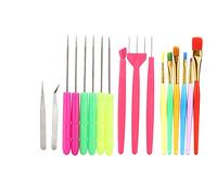 RASTKY Cake Decorating Tool Set Durable Sugar Stir Needle Brushes for Cookie Decoration, 17pcs, Suitable for Baking Lovers, Nylon/Stainless Steel/Plastic