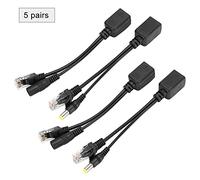 RASTKY Camera POE Splitter Adapter, Fast Data Transfer Rate and Easy Installation, for IP Camera/AP, Black, 5 Pair of POE Splitter (Black)