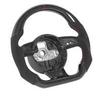 RASTKY CarbonSteering Wheel Suede FitB8.5 RS3 RS4 RS5 RS6 S7 RS7 - Ergonomic Flat Bottom Design with Red Stitching and 12 O'Clockfor Enhanced Driving Experience