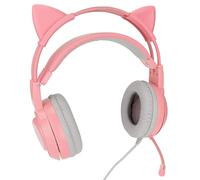 RASTKY Cat Ear Gaming Headset with Detachable Cat Ears and Volume Adjustment Microphone Mute for Laptop, 3.5mm Gaming Ear Headset for Boys and Girls (Pink)