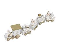 RASTKY Christmas-Themed Wooden Santa Trains Toy, Delightful and Safe Cartoon Showpiece for Children, Ideal Christmas Decor, Available in Red, White, Green (White Five Sections)