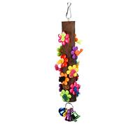 RASTKY Colorful Bird Perch Chewing Toy with Bell for African Grey Macaws Cockatoos, Safe Natural Wood Parrots Toy