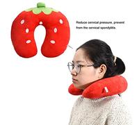 RASTKY Comfortable U Shaped Cotton Animal Pillow Prevents Neck Spondylitis for Office Lunch Breaks Easy Wash and Quick Dry, Family (Pink, 10.24 X 9.84 inches) (Strawberry)