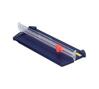 RASTKY Compact Paper Cutter Neat Transparent Strip Scale Mini Portable Safe Reliable for School Supplies Plastic ABS 230mm Cutting Width 1mm Cutting Thickness (13930 Navy Blue)
