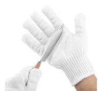RASTKY Cut Resistant Anti Cutting Gloves Durable Outdoor Protection Tool for Gardening Butcher Work, High-tenacity Polyester Fiber Stainless Steel Wire, White, 1 Pair