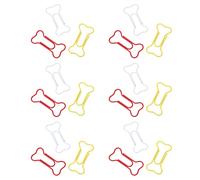 RASTKY Cute Bone Shape Metallic Paper Clips 100pcs Rustproof Plating Slip White Red Yellow Metal for Document Classification Scrapbooking Card Making