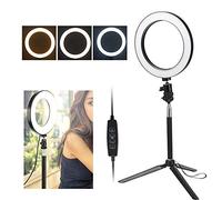RASTKY Dimmable LED Ring Light 3200K-5500K Photography Selfie Stick Tripod USB Powered 10 Brightness Levels for Video Recording Aluminum Alloy 20cm