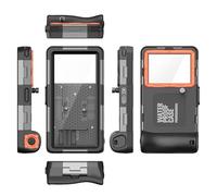 RASTKY Diving Waterproof Phone Case Professional Stand Connection Hole for Underwater Selfie Stick Waterproof Case for Underwater Snorkeling, TPE+PC+Glass Black (Orange)