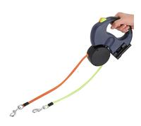 RASTKY Dog Dual Headed LED Traction Rope for Pet Walking, Retractable Leash with Reflective Nylon Webbing for Cat and Dog, Red/Gray, 300cm (Dark Gray)