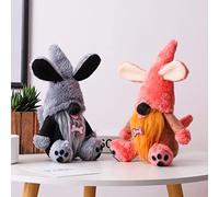 RASTKY Dog Gnomes Plush Swedish Tomte Ornament for Home Kitchen Farmhouse Decor, 2Pcs Dog Paws Bone Dolls for Tiered Tray Decoration (Orange + gray)