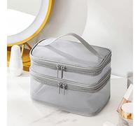 RASTKY Double Layer Travel Makeup Bag with Mesh Design, Double Layer Cosmetic Bag Classification Large Capacity Mesh Cosmetic with Sturdy Handle Travel, Large Capacity ()