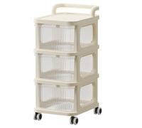 RASTKY Drawer Storage Cart Spacious Rolling Organizer for Home Office, Smooth 4 Wheel Roll, Ideal for Office Supplies, Arts and Crafts, for Household Use Plastic (Beige 3 Layers)