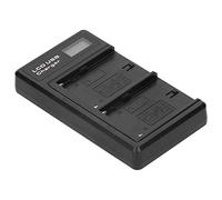 RASTKY Dual Charging LCD Display Lithium Battery Charger for NP-F550/F980/F960, Portable USB Charging Base for Photography Professionals, ABS Black 1 Pc