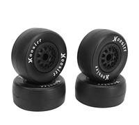 RASTKY Durable 1/10 RC Car Tires and Wheels with Excellent Grip, Replacement Rubber Tires Plastic Wheel Hubs Set for Off Road Remote Control Car 4pcs