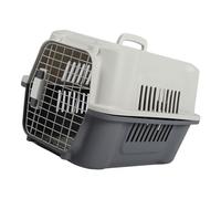 RASTKY Durable Hard Sided Gray Cat Carrier Large Capacity Portable Lockable Iron Window Travel Pet Carrier 22.8x14.6x14.6in, Within 27.6lb Applicable Scene: Air Travel