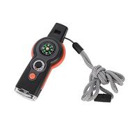 RASTKY Emergency Whistle 7 in 1 Multifunctional Outdoor Tool with LED Light, Thermometer, Hiking, Climbing and Camping (Orange)