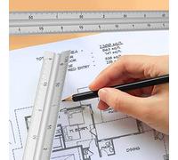 RASTKY Engineering Triangular Scale Ruler Durable Aluminum Alloy Multi-functional Measuring Tool for Architects, Engineers, and Carpenters 30cm