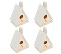 RASTKY Exquisite Platane Wood Bird House Nests Ornament for Birds Supplies, Moisture-Resistant Mini Birdhouse with Hanging Ropes for Gardens and Balconies, 4Pcs 7.5x4x5.5cm