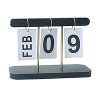 RASTKY Exquisite Wooden Perpetual Flip Calendar Simple Standing Desk Daily Flip Calendar for Home Office, Lightweight 7.9x5.5in, Suitable for Home Library (Black)