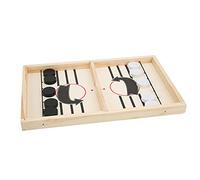 RASTKY Fast Sling Puck Game Wooden Hockey Board Game for Hand-Eye Coordination Training, Compact Desktop Battle Chess Toy for Kids, 13.8x8.9x1.0in
