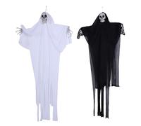 RASTKY Flying Skull Ghosts Spooky Hanging Decor Lightweight Portable Design for Haunted House Shops Black White 39.4x13.8in