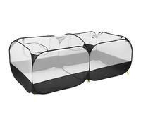 RASTKY Foldable Portable Chicken Pen Coop Fence for Hen Duck Rabbit, Transparent Net Cover, Ideal for Outdoor Use, Black (Black)