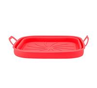 RASTKY Fryer Liners Safe Silicone for Dishwasher Microwave Oven 8.1in Square Basket Replacement Kitchen (Red)