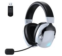 RASTKY Gaming Headset Breathable Sponge Noise Reduction Mic Colorful LED Lights 36H Battery Life Comfortable Design for Gaming Lovers Black 1 Set (Black & White)