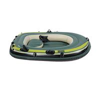 RASTKY Green PVC Inflatable Two Person Rowing Boat Fishing and Drifting - Heavy Duty Kayak with Fast Inflation Valve, Ideal Casual Surfing and Water Adventures