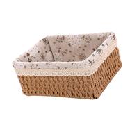 RASTKY Handmade Wicker Basket Eco-Friendly Fabric Organizer for Shelves and Jewelry Storage Medium Size 22x16x10cm (Khaki)