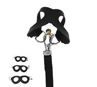 RASTKY Harness and Leash Set Artificial Leather Soft To Wear Walking Harness Vest and Leash Set with Bells Small Animals Pet Supplies (Black)