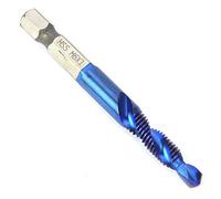 RASTKY Hex Shank Tap Drill Bit Set, High Speed Steel Taps M3 M4 M5 M6 M8 M10, 15mm Length, Drilling and Tapping Combined, HSS Thread Metal and Aluminum (High-speed steel blue plated M6 single)