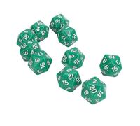 RASTKY High Strength Plastic Polyhedral Dice Set Durable 20 Sided Dice for Math Games 10PCS Great Teacher's Aids (Green)