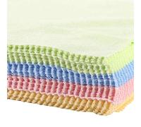 RASTKY Highly Flexible 70Pcs Microfiber Cleaning Cloth with Good Water Absorption, Durable and Practical for TV Screens, Sunglasses, 5 X 5inch, Green/Blue/Pink/Yellow, Washable