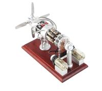 RASTKY Hot Air Stirling Engine Kit Long Using Time Physics Learning Toy for Children, Mahogany Stirling Engine Model 16 Cylinder Classroom Teaching Props