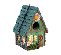 RASTKY House Shaped Hanging Birdhouse Cute Cage for Bird, Easy to Install, Home Decor for Parakeet Cockatoo, Multicolor Resin Bird House for Tree (Type 1)