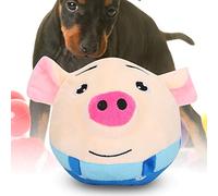 RASTKY Interactive Dog Toys Pet Bouncing Cartoon Doll USB Electric Interaction Washable Sing Toys Small Medium Large Dogs (Jumping pig in blue clothes)
