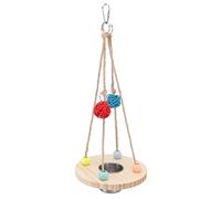 RASTKY Interesting Bird Feeding Cup Wooden Feeding Hanging Cup for Bird Cage Budgie, Convenient to Clean Pet Food Dish Cups, Ideal Relaxation Spot for Birds | Logs, Rattan Ball