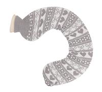 RASTKY Knitted U Shaped Hot Water Bottle, Good Heat Transfer for Pain Relief,1L Blue Neck Hot Water Bag (Grey Bowknot)