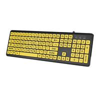 RASTKY Large Letter Print USB Keyboard Durable Wired Yellow Button for Vista XP OS X Short Sighted People ABS Material