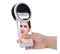 RASTKY LED Ring Light Compact Selfie Lamp Clamp/Holder-on Portable Flash Light for Photos Parties Camping, Black/White/Pink/Blue, 3 Brightness Levels, Anti-Slip Design, Lightweight, 1pc (Black)