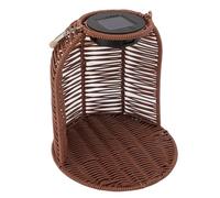 RASTKY LED Solar Light Hanging Planter with PC Rattan Basket, Versatile Hanging Flower Pot for Gardens, 21x22cm (Dark Brown)