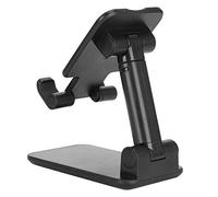 RASTKY Lightweight Adjustable Holder for Mobile Phones and Tablets, Foldable Tablet Bracket with Accessible Charging Port, White ABS Holder for On-the-Go Use (Black)