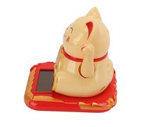 RASTKY Lucky Cat Solar Powered Mini Size Cute Wealth Treasure Blessings for Car Bedroom Office Chinese Cat Plastic 2.76 X 2.56in (Yellow)