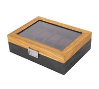 RASTKY Luxury Wooden Watch Watch Wood 10 Slot Display Storage Simple Vintage with Large Glass Top and Removable Pillows