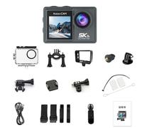 RASTKY M40TRW Action Camera, 5K WiFi 360° Wide Angle Lens, Dual Screen, 30M Underwater with Wireless Microphone, for Running, Cycling, Diving